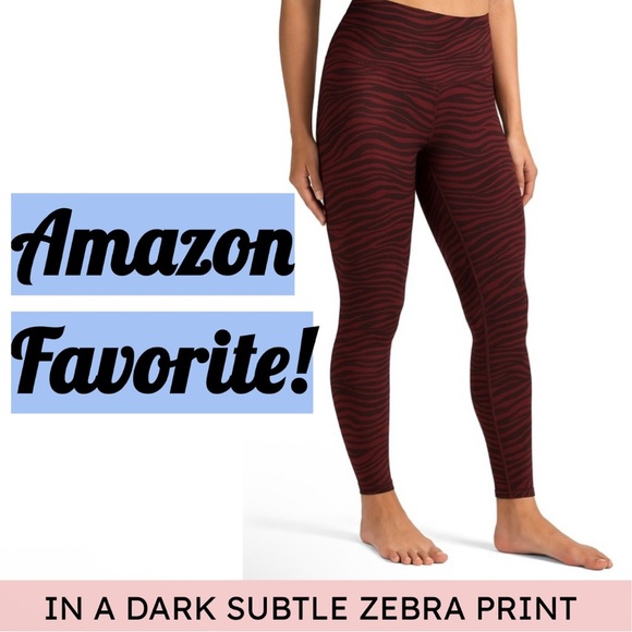 Colorfulkoala Leggings Brushed Poly-Spandex Maroon Zebra Animal Print Athleisure - Picture 8 of 8